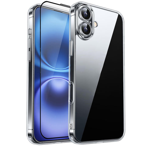 RURIHAI For iPhone 14 Plus Case Clear TPU Phone Cover with Easy Installation High Aluminium-Silicon Glass Film