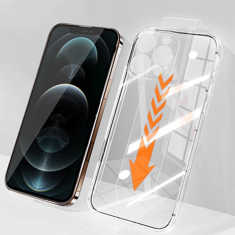 RURIHAI For iPhone 12 Pro Case Clear TPU Phone Cover with Easy Installation High Aluminium-Silicon Glass Film