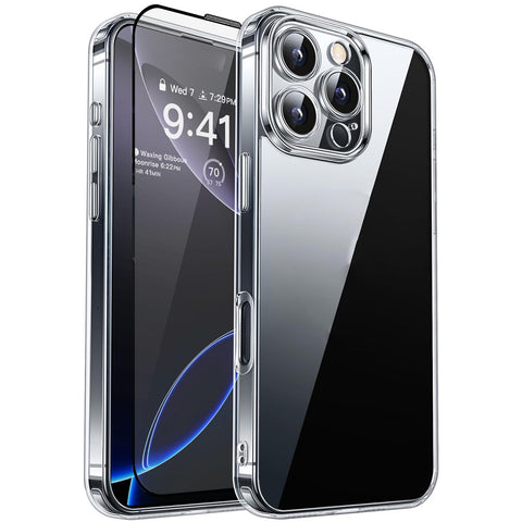 RURIHAI For iPhone 12 Pro Case Clear TPU Phone Cover with Easy Installation High Aluminium-Silicon Glass Film