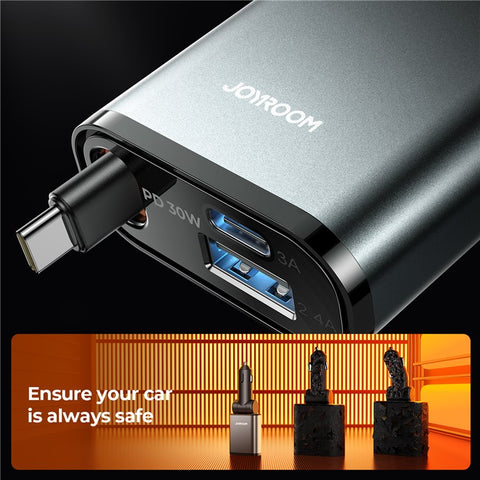 JOYROOM CCL07 45W Car Charger 3 in 1 with Built-In Retractable Type-C Cable Fast Charging for Multiple Devices