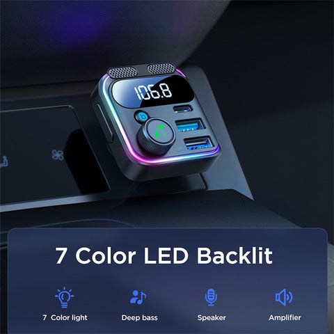 JOYROOM JR-CCB01 Dual Microphone Bluetooth-compatible Hands-free Call Music Player 48W Car Fast Charger FM Transmitter