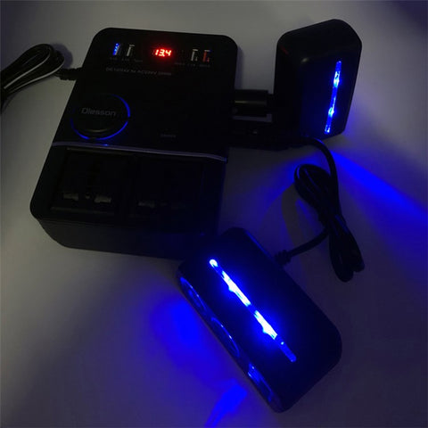 1661 200W Power Socket Cigarette Lighter Car Power Inverter USB+Type-C to 220V QC3.0 Car Charger