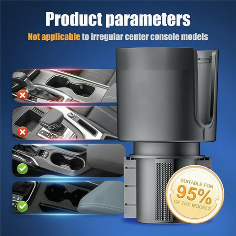 Multifunctional Car Cup Holder Expander Tray with Detachable Plate Phone Stand Food Tray