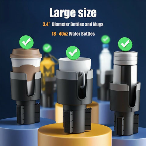 Multifunctional Car Cup Holder Expander Tray with Detachable Plate Phone Stand Food Tray