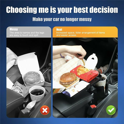 Multifunctional Car Cup Holder Expander Tray with Detachable Plate Phone Stand Food Tray