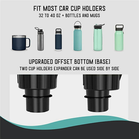 2-in-1 Car Cup Holder Expander 360 Degree Rotating Phone Mount for for Drink Bottles