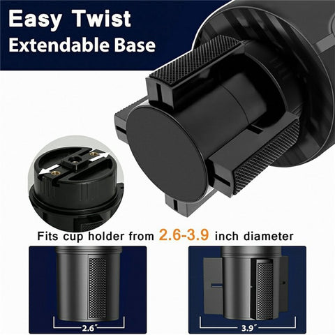 2-in-1 Car Cup Holder Expander 360 Degree Rotating Phone Mount for for Drink Bottles