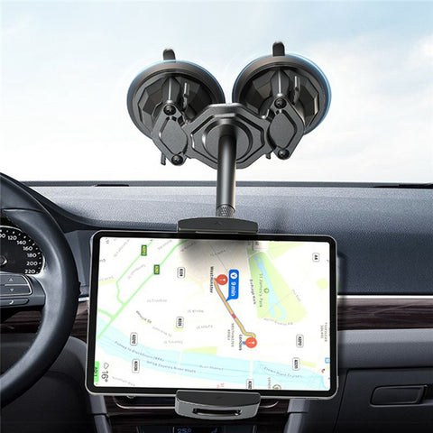 LANPARTE RBA-P2L Dual Suction Cup Tablet Stand Extended Version Universal Car Holder Mount with Adjustable Arm
