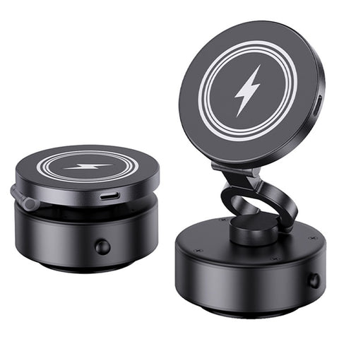 D1 Electric Vacuum Suction Multi Angle Rotating Car Phone Holder 15W Wireless Charging Magnetic Mount for Smartphones