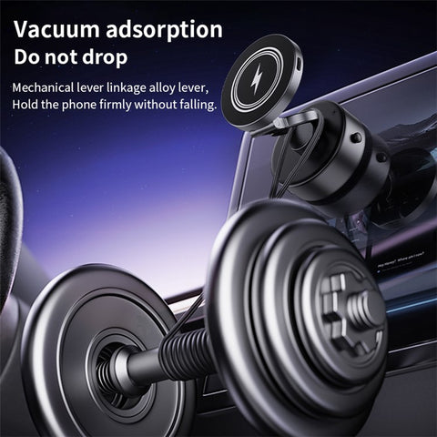 D1 Electric Vacuum Suction Multi Angle Rotating Car Phone Holder 15W Wireless Charging Magnetic Mount for Smartphones