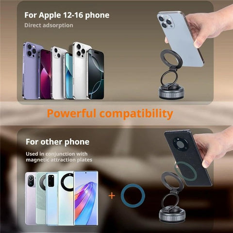 G512 Magnetic Car Phone Holder Dashboard Mount Suction Cup Base 360 Degree Rotation Foldable Stand