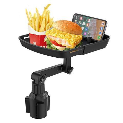 Car Meal Table Beverage Food Tray Mobile Phone Holder Rotatable Telescopic Car Cup Holder Mount Tray