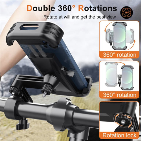 HLT-152 Cycling Bicycle Handlebar Cell Phone Clamp 4.7-6.8 Inch Cell Phone Clip Rotation Motorcycle Phone Mount Bike Phone Holder
