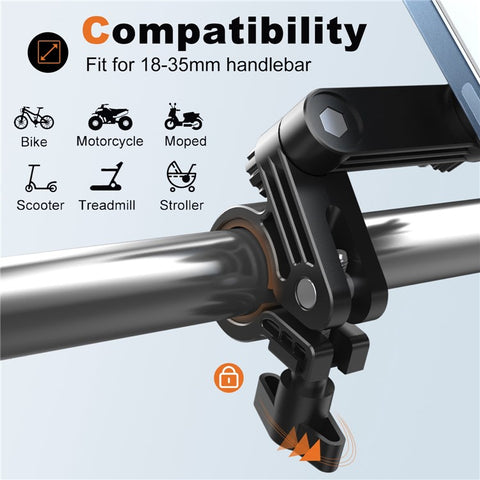 HLT-152 Cycling Bicycle Handlebar Cell Phone Clamp 4.7-6.8 Inch Cell Phone Clip Rotation Motorcycle Phone Mount Bike Phone Holder