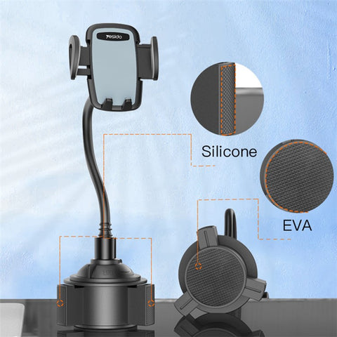 YESIDO C112 Flexible Arm 360 Degree Rotation Car Cup Holder Mobile Phone Bracket with Air Vent Clip