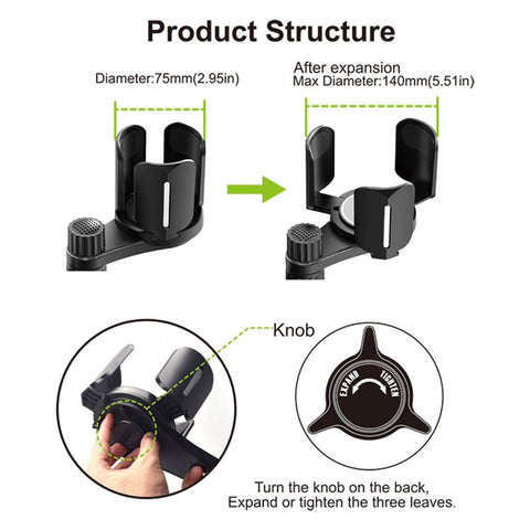 D03 Car Cup Holder Expander with Adjustable Cup Holder Dual Round Car Cup Holder Mount Organizer for Drink Bottle Snack