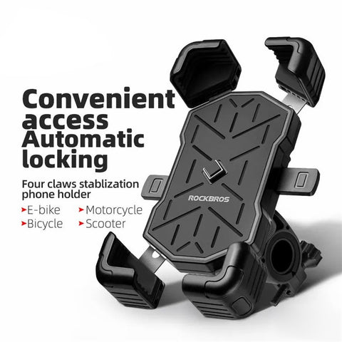 ROCKBROS HW-117 E-Bike Cell Phone Holder Motorcycle Bicycle Quick-Release Phone Bracket for 4.5"-7.2" Devices