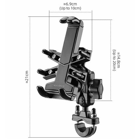 ROCKBROS 25210024 Motorcycle Cell Phone Holder Shockproof E-Bike Phone Mount for Bicycle Navigation