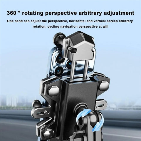 QXB-01 Motorcycle Mobile Phone Holder Aluminum Alloy E-Bike Handlebar Shockproof Phone Mount for Outdoor Riding