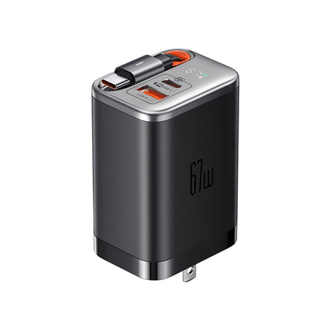 MCDODO CH-4110 Freego Series GaN Charger 67W USB A+C Fast Charging Power Adapter with Retractable Cable