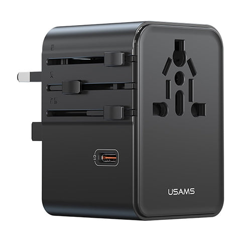 USAMS CC310 T68 70W Travel Phone Adapter 5-Port Multi-Country Converter Fast Charging 2500W Wall Charger