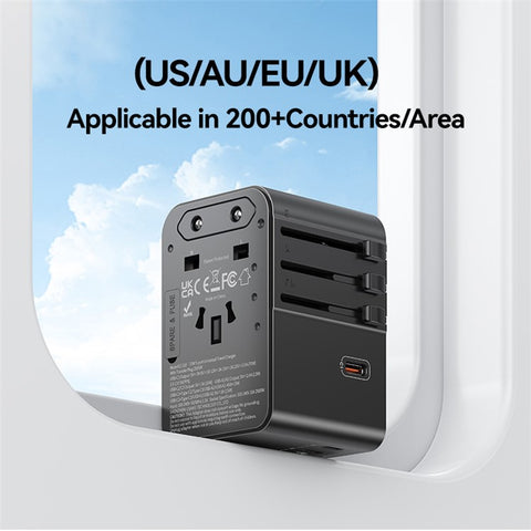 USAMS CC310 T68 70W Travel Phone Adapter 5-Port Multi-Country Converter Fast Charging 2500W Wall Charger