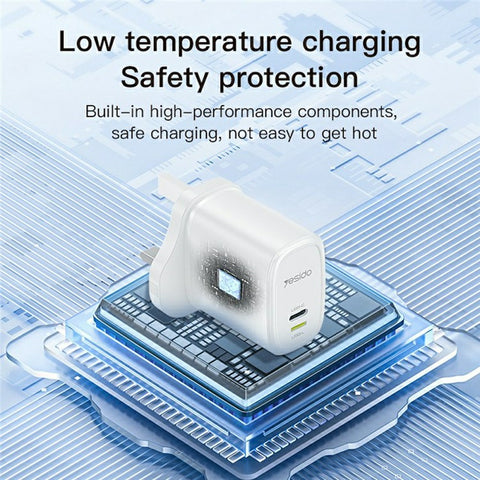 YESIDO YC90 Dual Port Travel Charger USB-C + USB-L 12W Fast Charger with 1m Cable for Iphone / Android