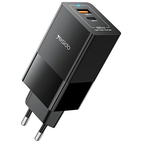 YESIDO YC73 USB-C  /  USB-A Dual Port Charger GaN 65W Fast Charging Power Adapter for Phone  /  Tablet