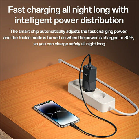 YESIDO YC73 USB-C  /  USB-A Dual Port Charger GaN 65W Fast Charging Power Adapter for Phone  /  Tablet