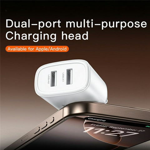 YESIDO YC72 USB-A Dual Port Charger 12W Fast Charging Travel Wall Charger Adapter