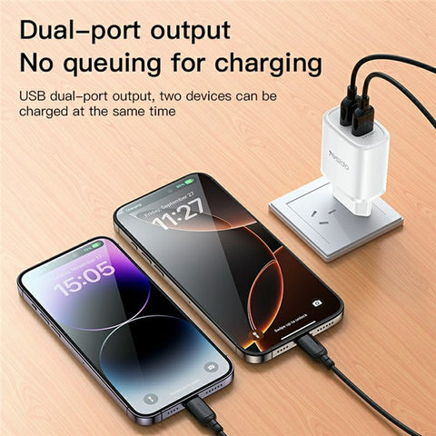 YESIDO YC72 USB-A Dual Port Charger 12W Fast Charging Travel Wall Charger Adapter