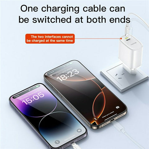 YESIDO YC71 USB-C+USB-L Dual Port Charger 12W Fast Charging Wall Charger Adapter