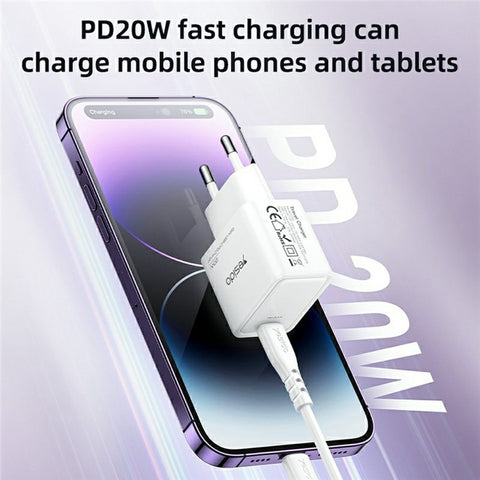 YESIDO YC60 USB-C GaN Travel Charger PD 20W Fast Charging Power Adapter for Phone / Tablet