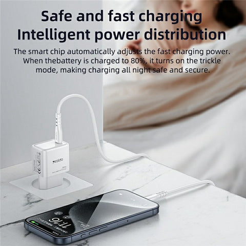 YESIDO YC60 USB-C GaN Travel Charger PD 20W Fast Charging Power Adapter for Phone / Tablet