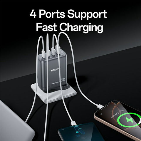 YESIDO YC143 140W USB-C Charger 4-Port USB-C + USB-A Fast Charging Wall Charger for Laptop / Phone / Tablet