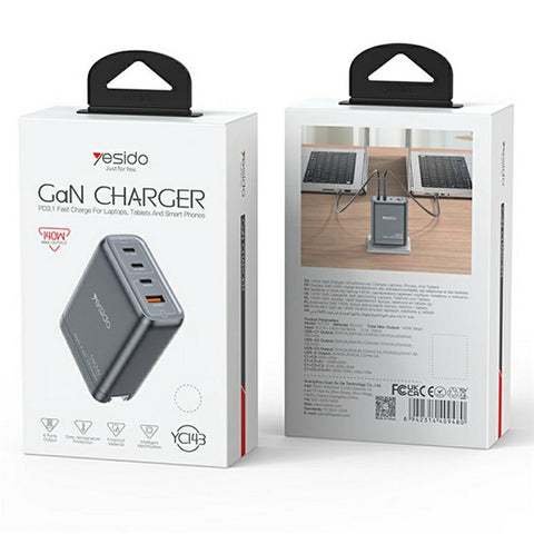 YESIDO YC143 140W USB-C Charger 4-Port USB-C + USB-A Fast Charging Wall Charger for Laptop / Phone / Tablet