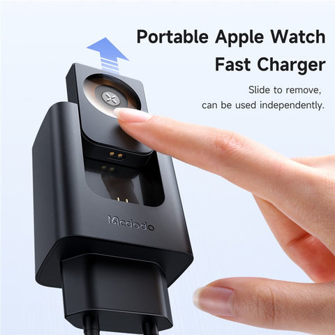 MCDODO CH-3700 2 in 1 Wireless Smart Watch + Travel Charger 30W USB-A / USB-C Fast Charging Wall Charger