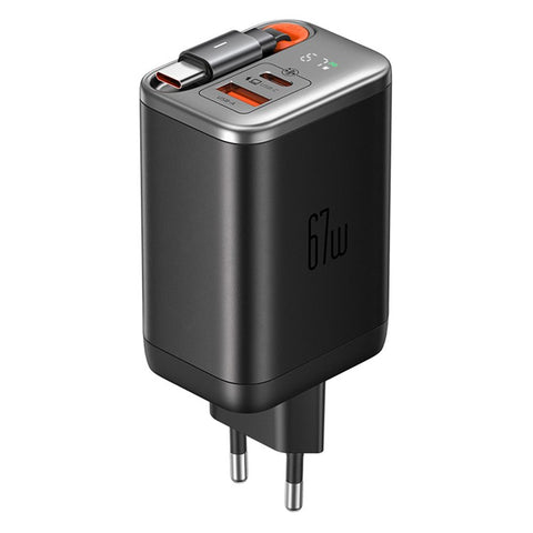 MCDODO CH-4100 GaN Fast Charger 67W USB-C / USB-A Power Adapter with Retractable Cable for Multiple Devices