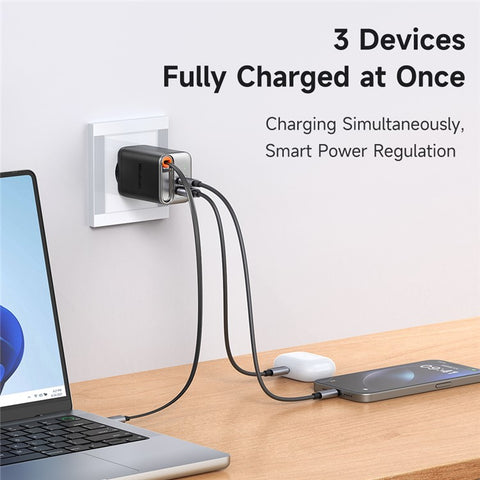 MCDODO CH-4100 GaN Fast Charger 67W USB-C / USB-A Power Adapter with Retractable Cable for Multiple Devices