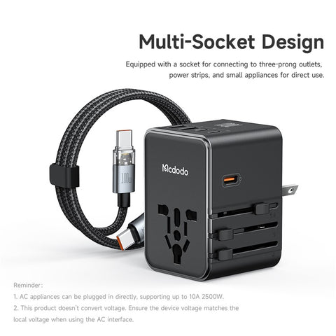 MCDODO CP-5980 MDD G5 Series 70W Global Wall Charger 3 USB-C + 2 USB-A Universal Travel Adapter Charger Set with Type-C Cable