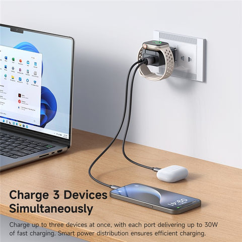 MCDODO CH-5040 MDD 2 in 1 Wall Charger with Watch Wireless Charging Portable Travel Charger 30W USB-A / USB-C