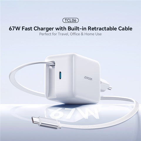JOYROOM JR-TCL06 67W Fast Charging GaN Charger with Retractable Type-C Cable