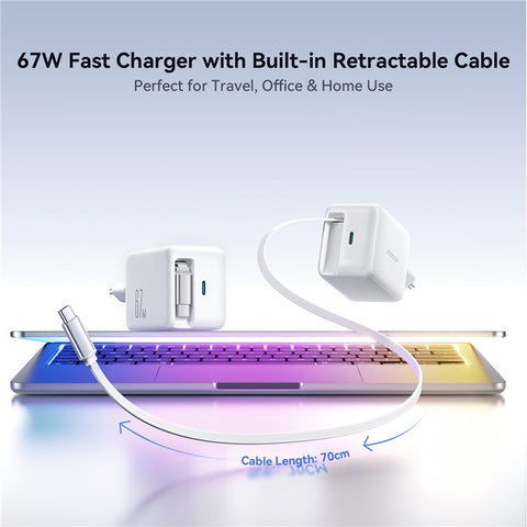 JOYROOM JR-TCL06 67W Fast Charging GaN Charger with Retractable Type-C Cable