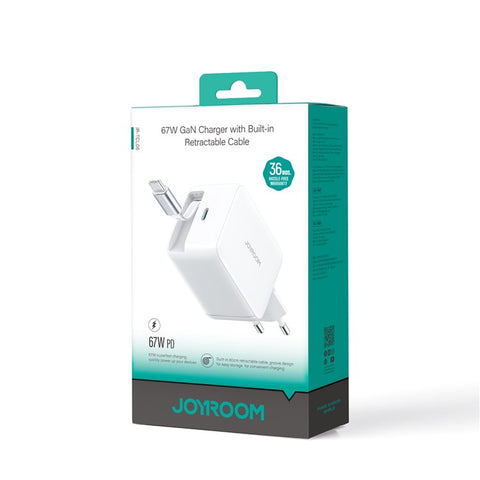 JOYROOM JR-TCL06 67W Fast Charging GaN Charger with Retractable Type-C Cable