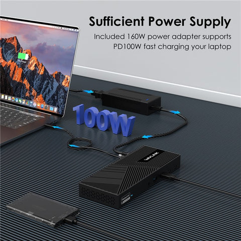 WAVLINK UG69PD25 Pro Triple 4K Display Laptop Docking Station with 100W PD Charging