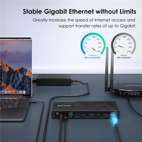 WAVLINK UG69PD25 Pro Triple 4K Display Laptop Docking Station with 100W PD Charging