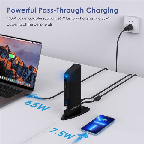 WAVLINK UG39PD1 13-in-1 USB C Docking Station Triple Monitors 4K HD Compatible for Windows / Mac OS