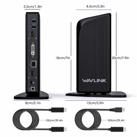 WAVLINK UG39PD1 13-in-1 USB C Docking Station Triple Monitors 4K HD Compatible for Windows / Mac OS