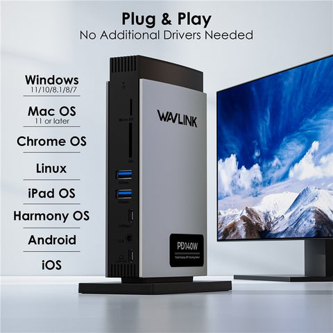 WAVLINK WL-UMD26 11-in-1 USB-C Docking Station with 8K HD, 8K Displayport, and 140W PD 3.1 Charging