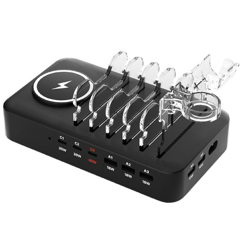 150W USB A + Type C 8 Ports Charger Hub GaN Fast Charging Station with 15W Wireless Charging